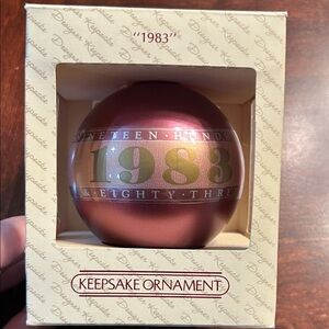 Hallmark Maroon and Gold 1983 Keepsake Ornament